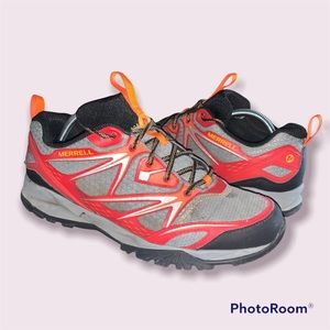 Merrell Mens Capra Bolt Hiking Shoes Red J35395 Lace Up Low Top Trail Size 11
